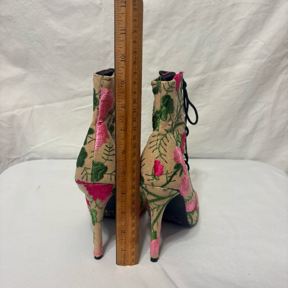 Floral Lace-Up Ankle Boots - Picture 8 of 13